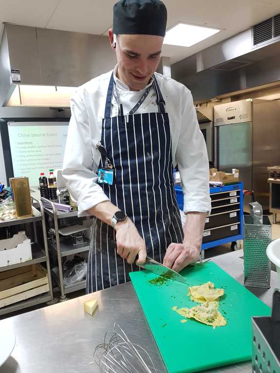 Aaron preparing tortellinis