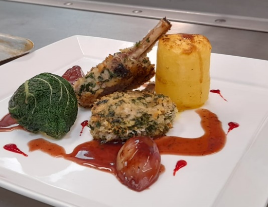 Savoy Sprouts. With Lamb Cutlets and a Curiously Un-Orange Sauce.