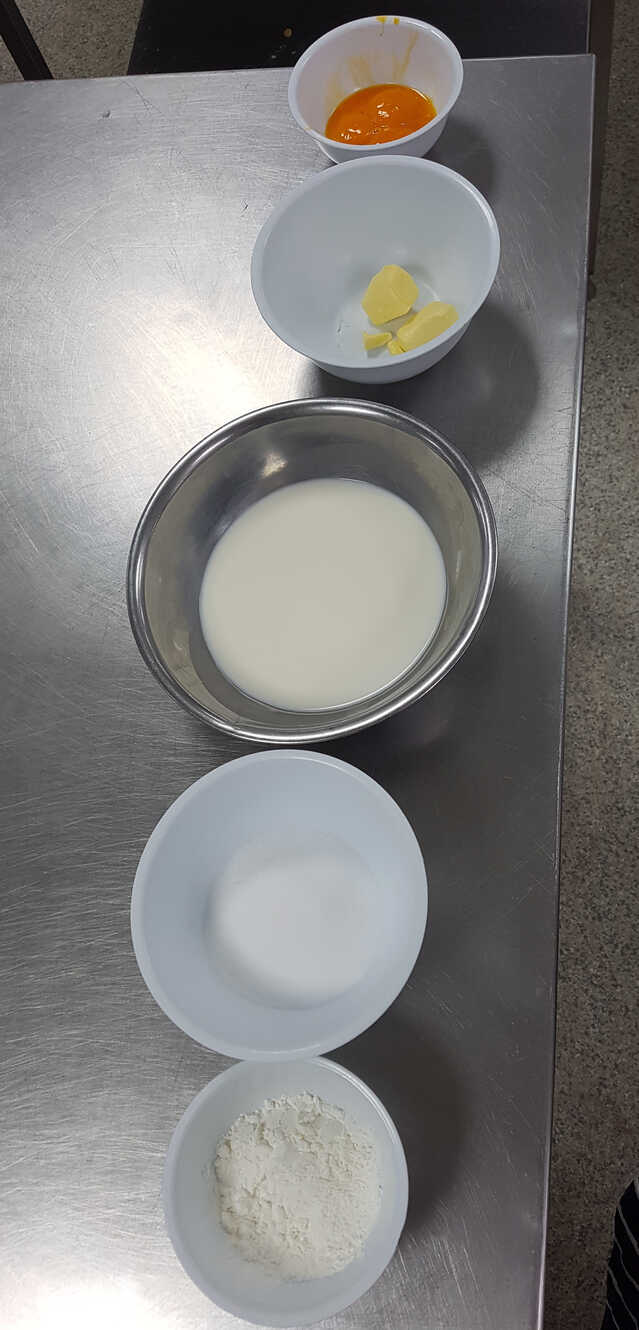Crème Pâtissière ingredients.