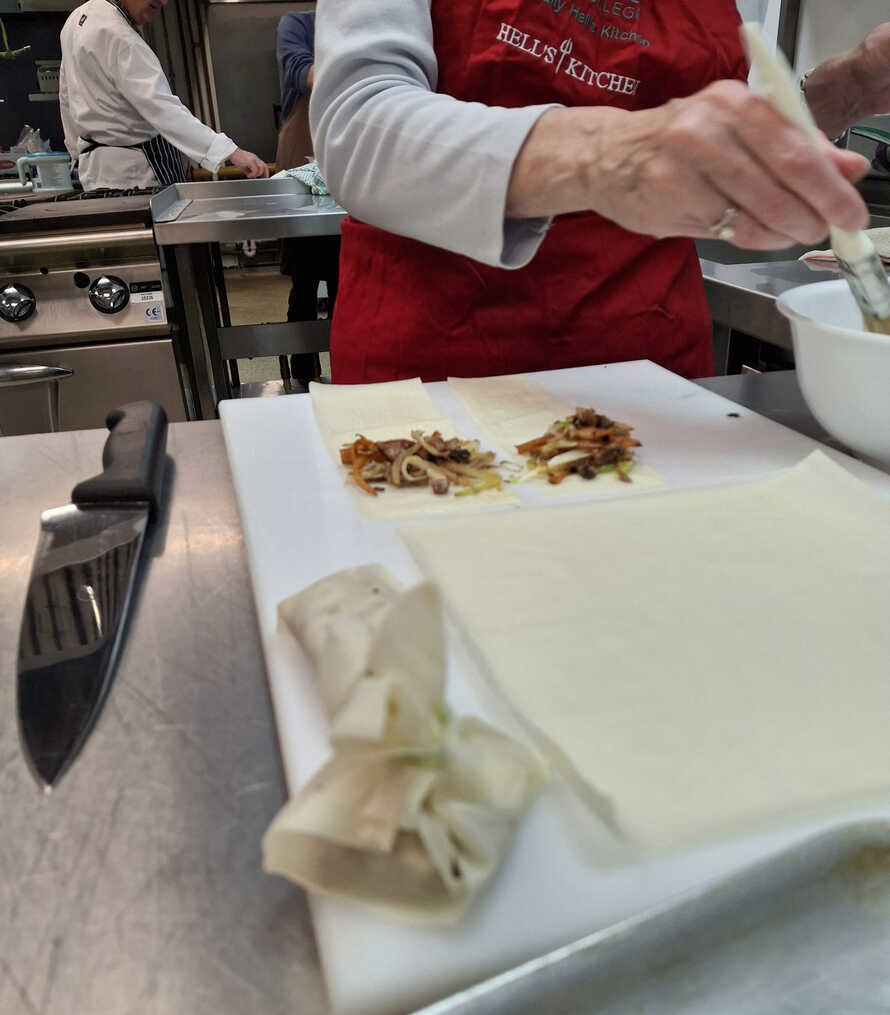 Paul Building the Spring Rolls.