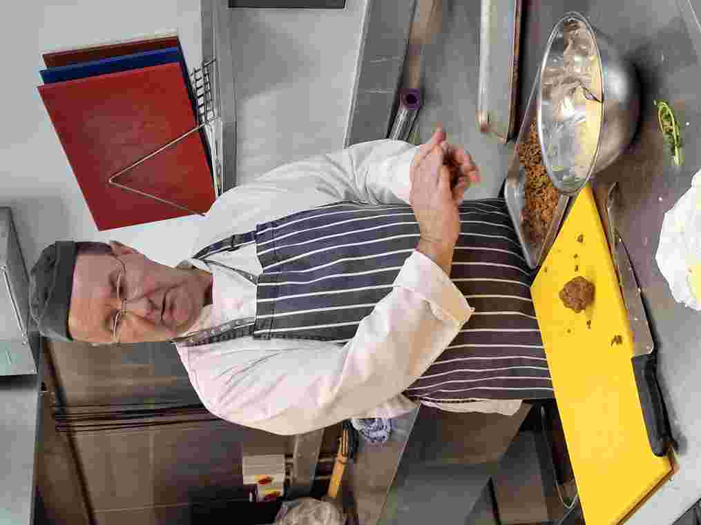 Teacher Paul Forming the Kebabs.
