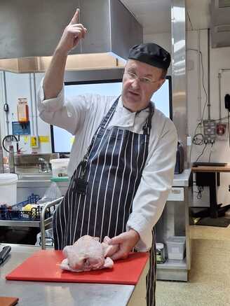 Paul shows how to break a leg joint.