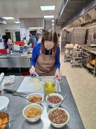 The Class hard at work on their buns.