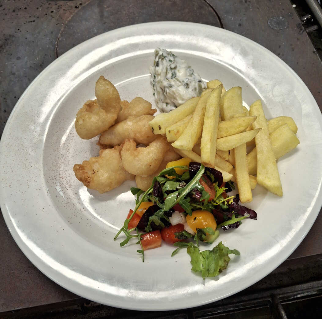 Teacher Paul's Scampi and Chips.