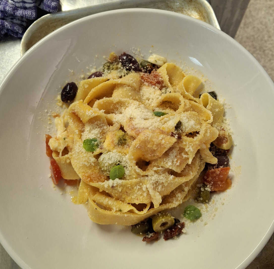 karl's Rustic Pasta with Puttanesca-like Sauce.