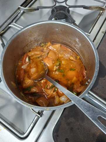 Tomato Sauce, cooked down on the stove top.