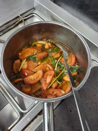 Tomato Sauce ingredients preparing to simmer.