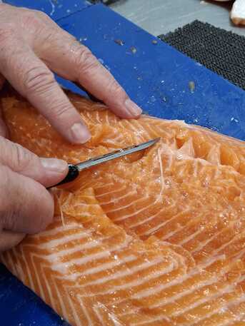 Removing the Pin Bones with an Old-Fashioned Potato Peeler.