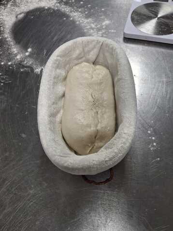 The sourdough is all tucked up in the Banetton to prove.