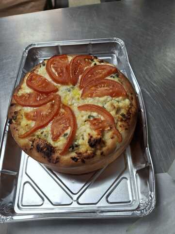 Mediterranean Sunset Bread. Cheese and Tomato Topping Suggestion