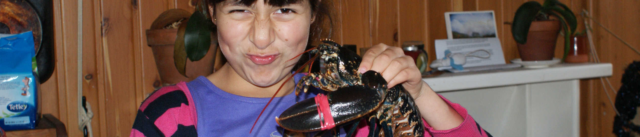Georgina and her friend Larry The Lobster