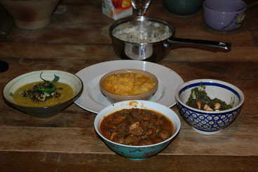 Saag, Mushroom Okra, Saag and Mango Relish