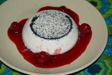 Vanilla Panna Cotta with Raspberry Syrup