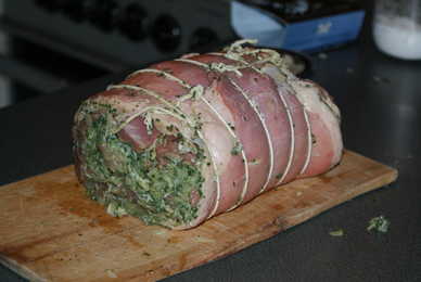 Rolled lamb saddle.