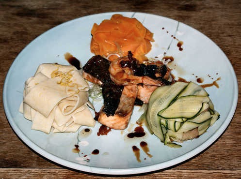 Teriyaki Toffee Salmon with all the trimmings