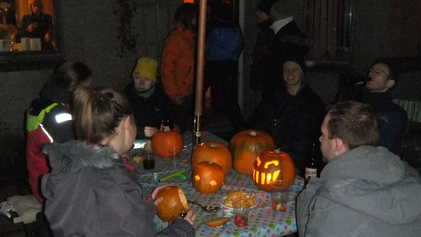 The pumpkin-carving table