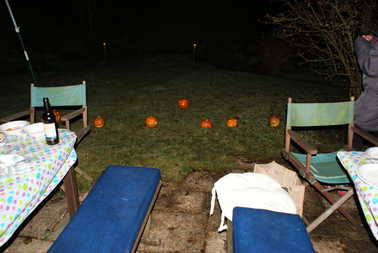 Pumpkins waiting for night