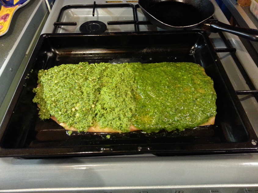 Pesto Salmon Before