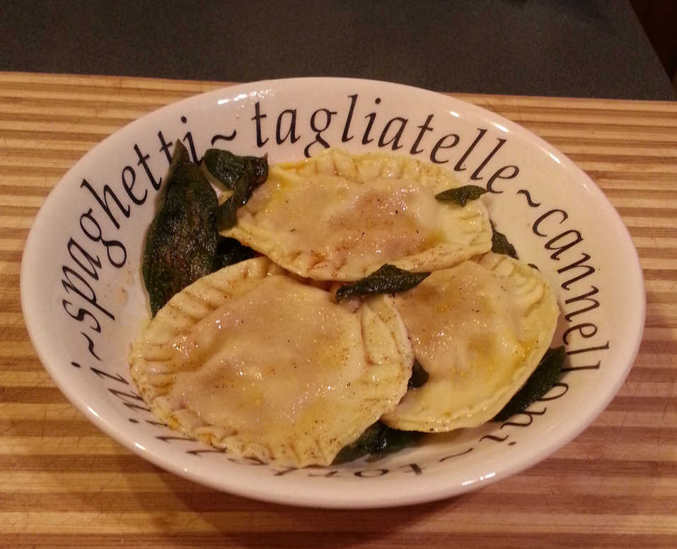 Pumpkin and Amaretti Ravioli with Sage Beurre Noisette