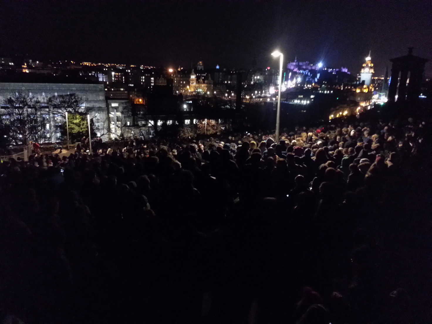 New Year Crowd on Calton Hill, Edinburgh