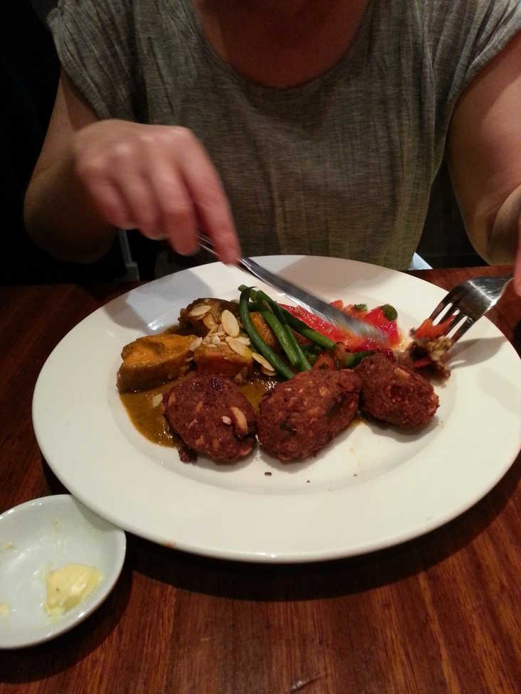 David Bann's aubergine, chick pea and cashew koftas