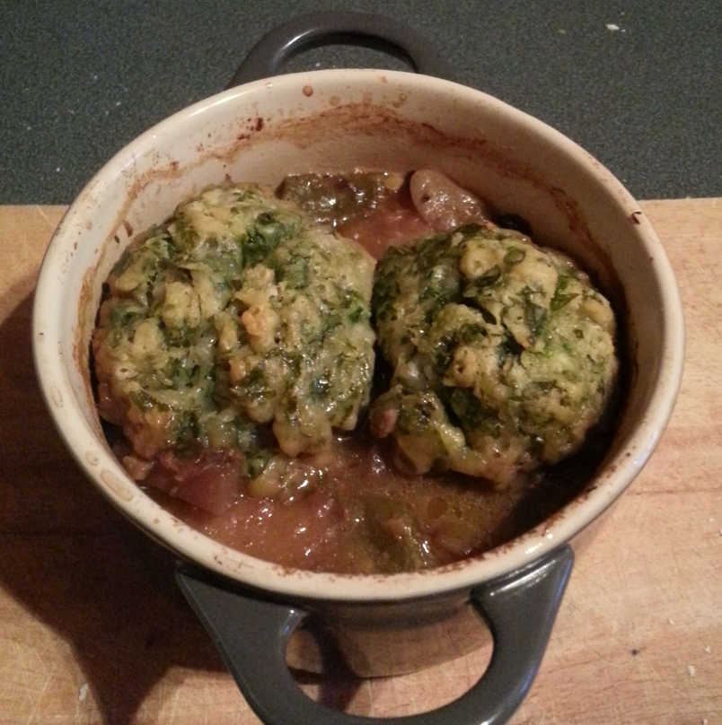 Leftover Meat Stew with Parsley Dumplings