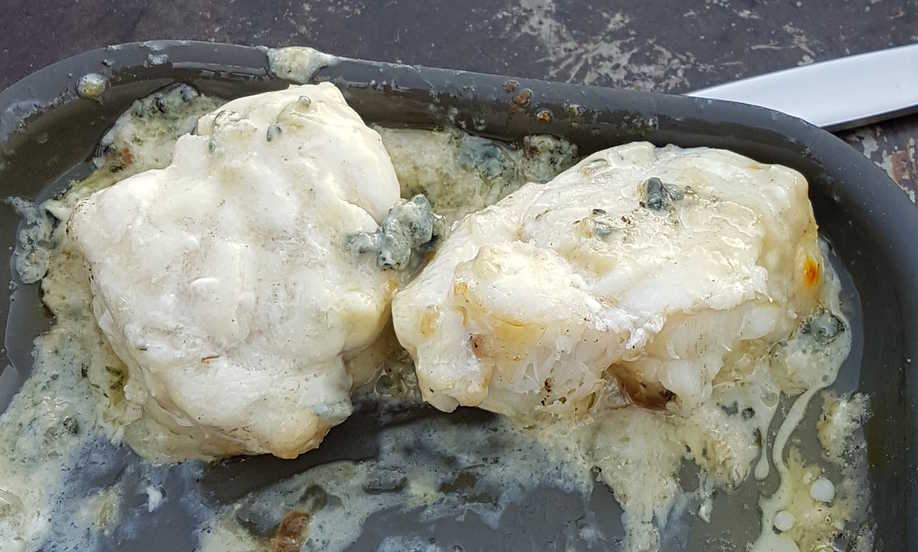 Monkfish with blue cheese
