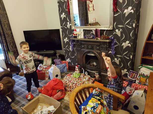 Kiddies enjoying Christmas presents