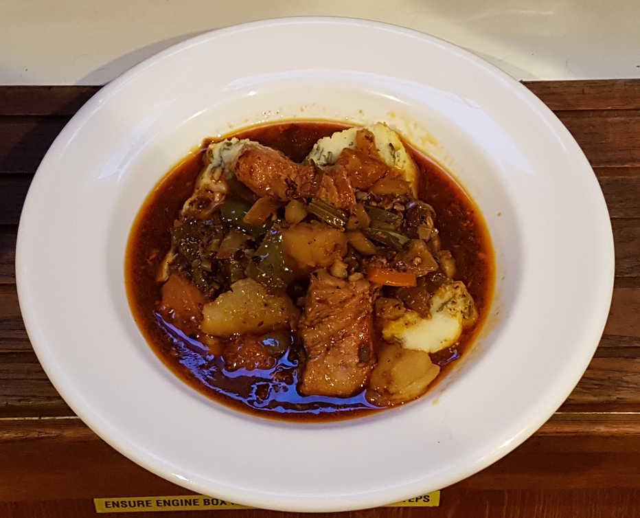 Belly Pork with Black Beans and Parsley Polenta