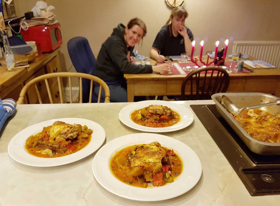 Italian Herb Chicken and Pumpkin Bake at dinner