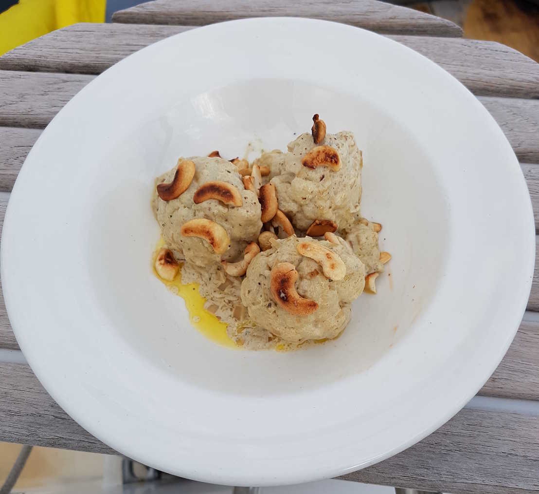 Cauliflower with Anchovy Cream, Epazote and Cashews