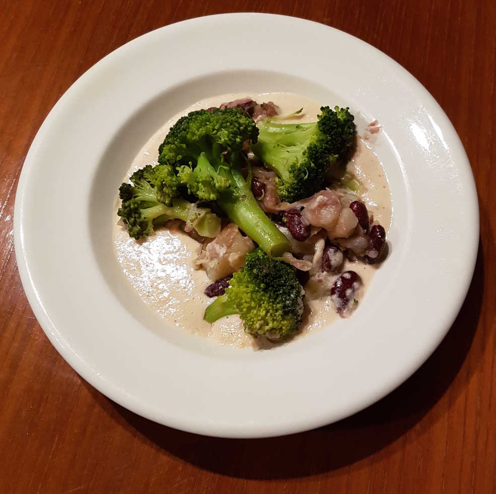 Hot Broccoli Salad with Blue Cheese Sauce