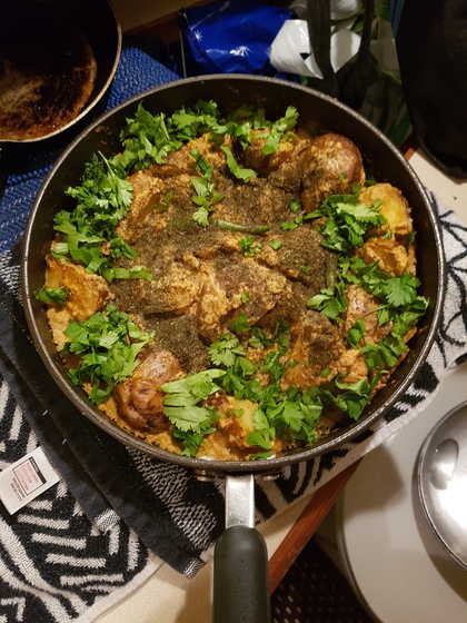 Spiced Potato Curry with Cashews.