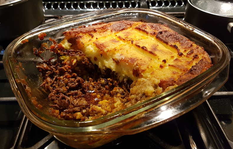 Inside a cottage pie