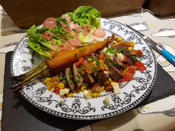 Liver with Feta and Sweetcorn