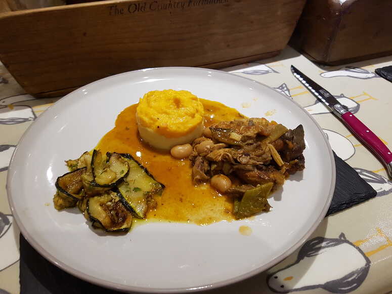 Fried Courgette Slices with Dill. And Leftover Paella. And Mash.