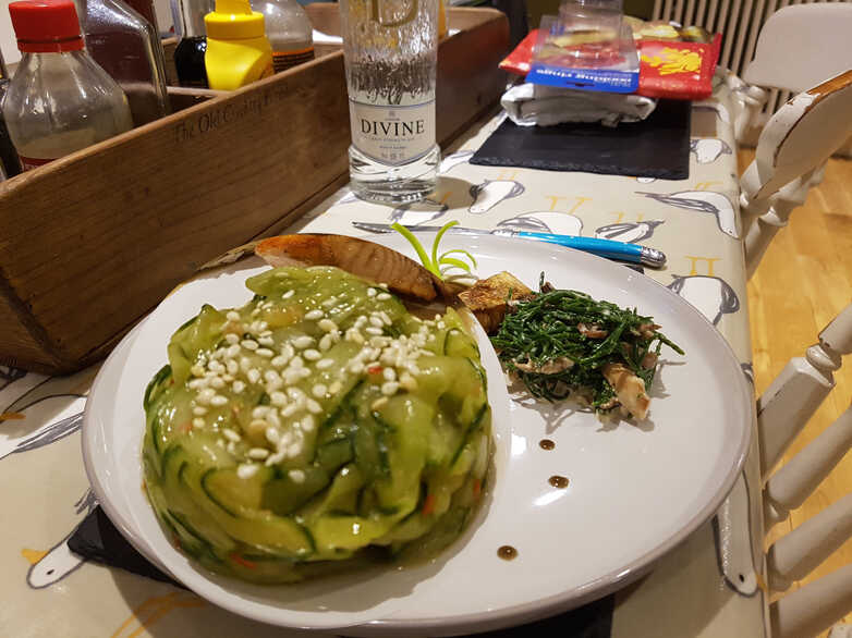 Japanese Cucumber Salad. With Salmoniakki