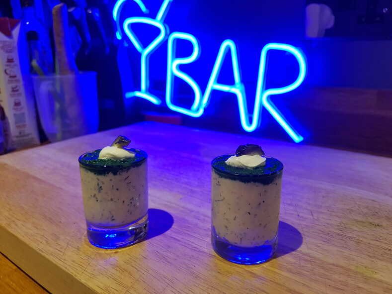 Christmas Shots with neon bar sign