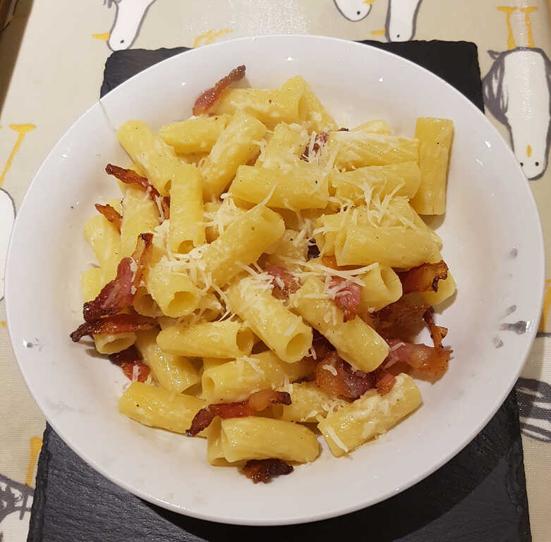 Rigatoni alla Gricia. The oldest of the Roman pastas. Allegedly
