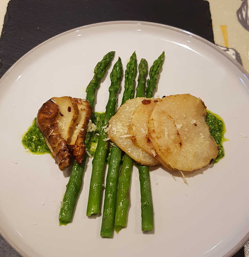 Roast Kohlrabi and Jerusalm Artichokes with Wild Garlic Pesto
