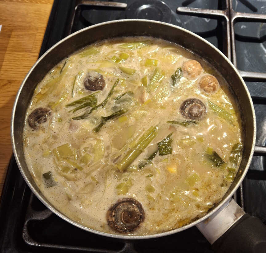 Pork Miso Soup with Lemongrass and Coconut Milk. In the Pot.
