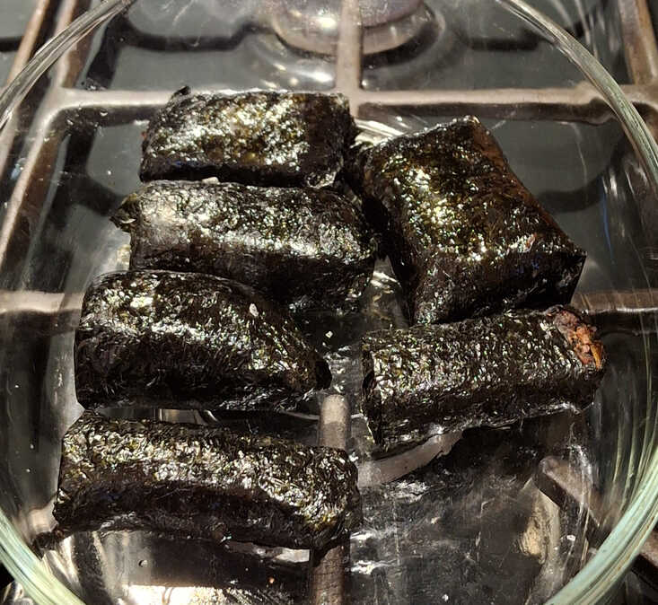 Roast Parcels of Nori Wrapped Salmon.