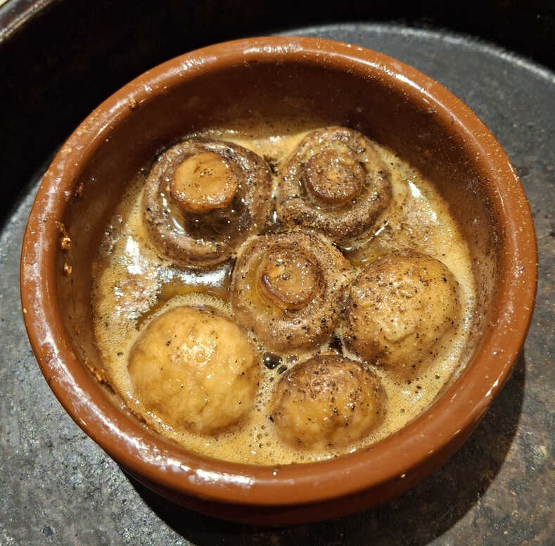 A little pot of roasting garlic soy mushrooms.