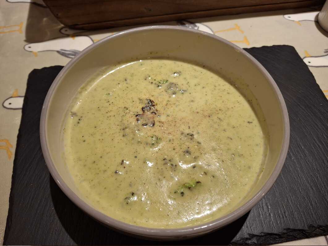 Broccoli and Cheese Soup. With a dusting of nutmeg.