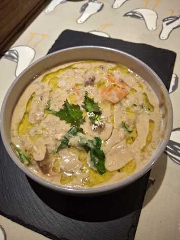 Avgolemono Soup. With added Garlic Mustard Flower.