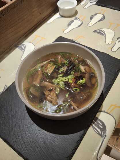 Slow Mushrooms. A soupy serving suggestion.