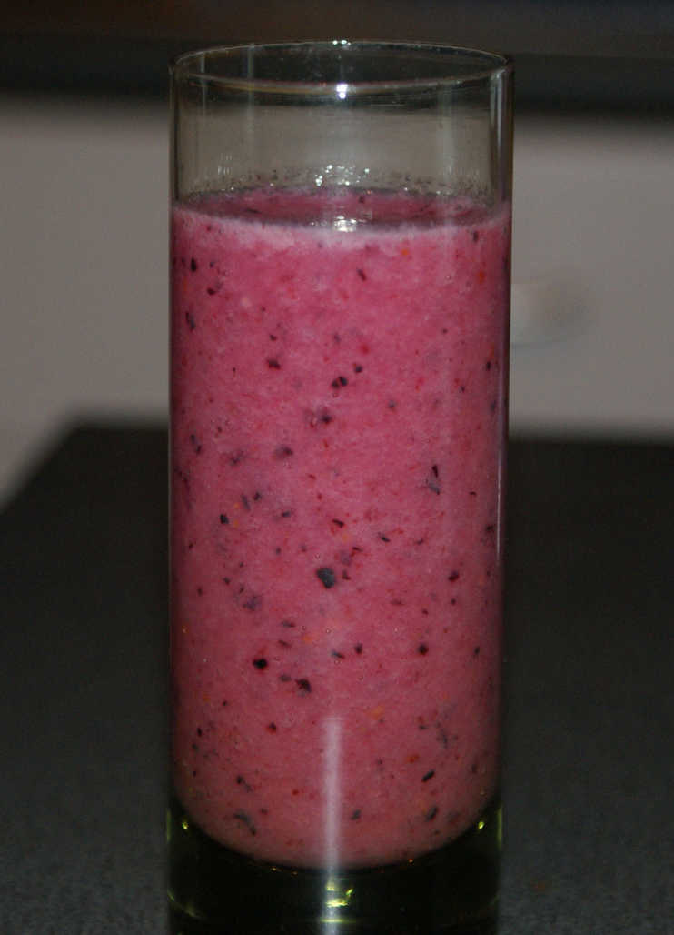 Mango, raspberry, cranberry smoothie