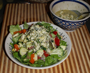 Mixed Vegetable and Blue Cheese Dressing Salad