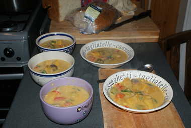 Servings of pumpkin soup