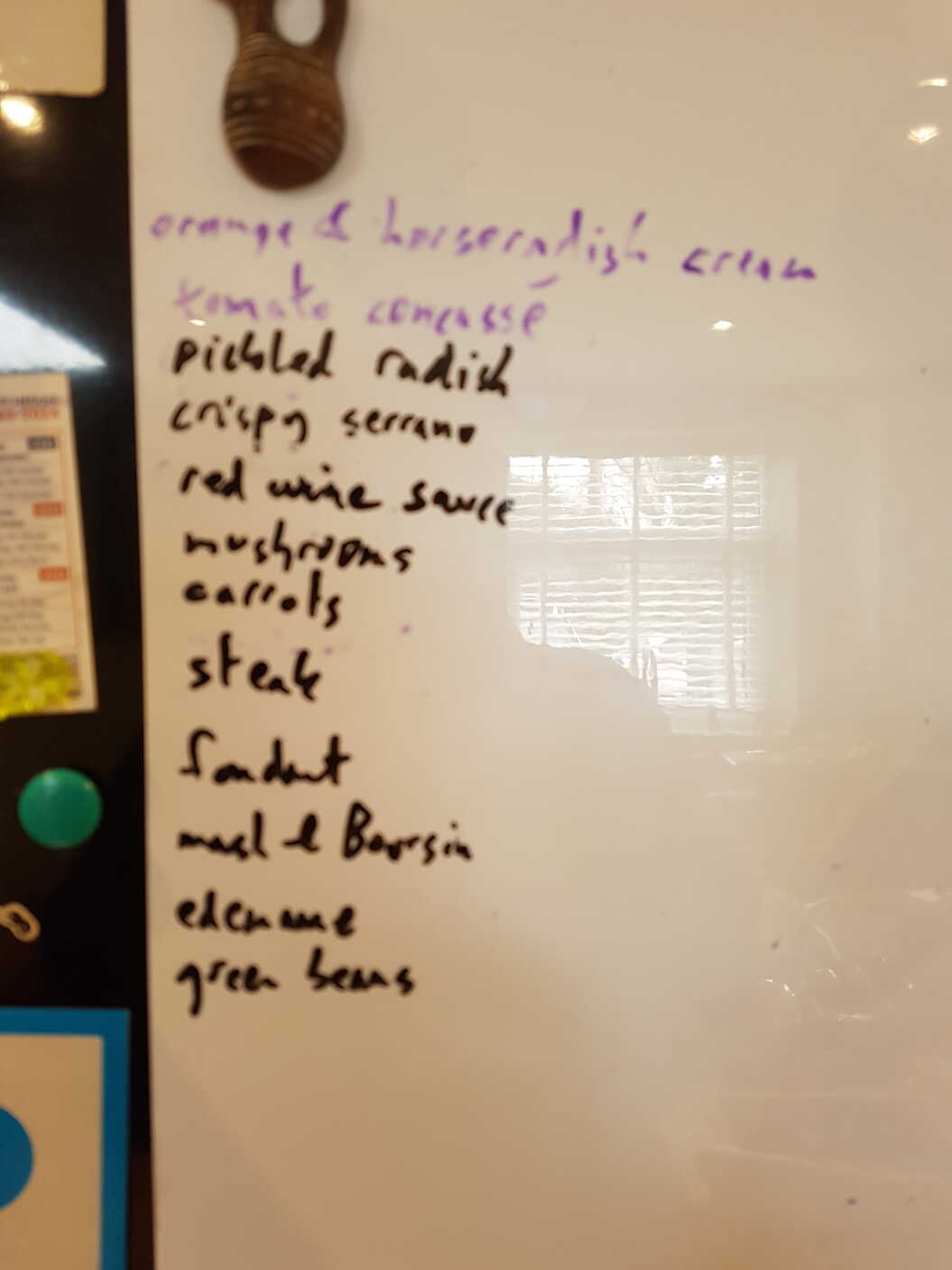 The instruction whiteboard.